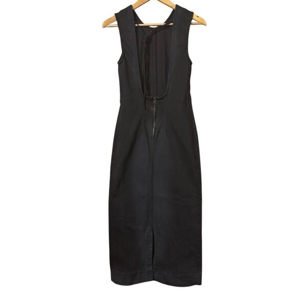 Free people tell me about it midi dress open back soft denim black size 2 new - Picture 7 of 12